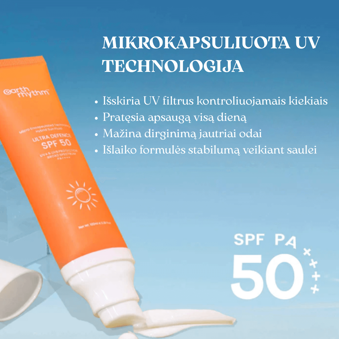 Earth Rhythm apsauginis fluidas veidui nuo saulės SPF 50, 50 ml - Plaukui.lt