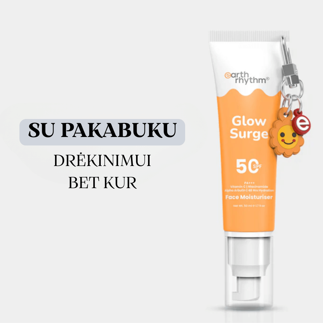 Earth Rhythm švytėjimą ir drėkinimą suteikiantis veido kremas nuo saulės SPF 50, GLOW SURGE 50 ml - Plaukui.lt