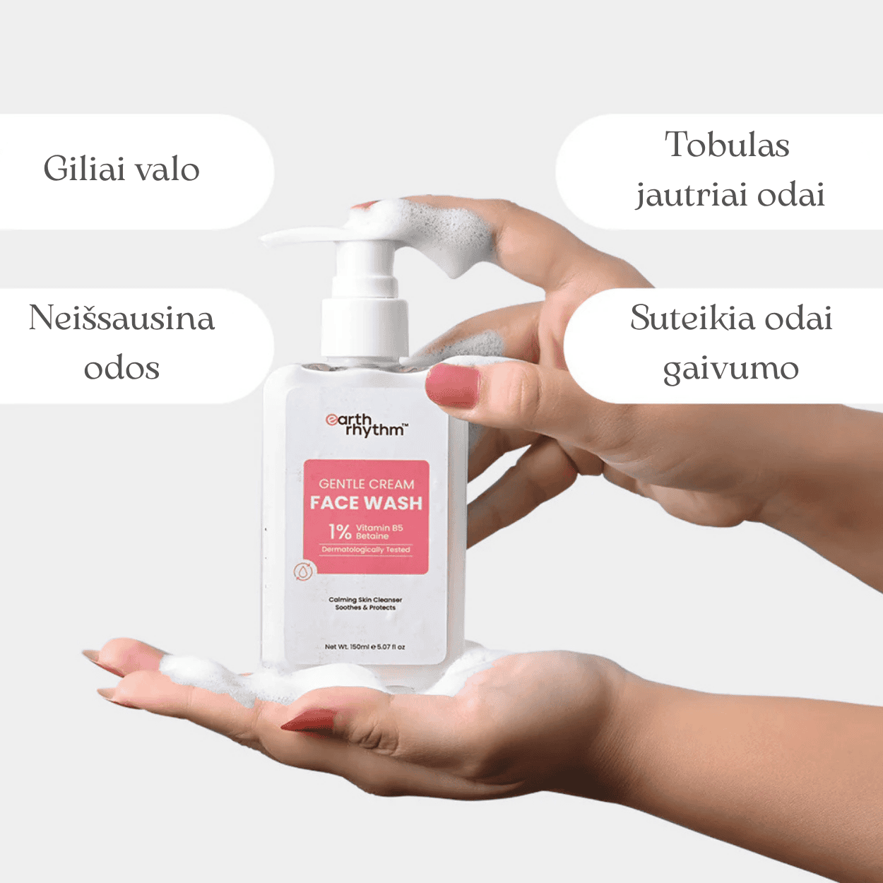 Earth Rhythm veido prausiklis jautriai odai, 150 ml - Plaukui.lt