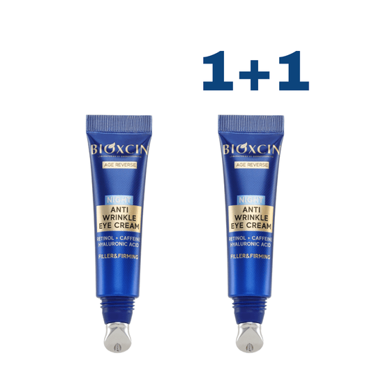 1+1 BIOXCIN AGE REVERSE naktinis paakių kremas nuo raukšlių, su hialurono rūgštimi, 15 ml - Plaukui.lt