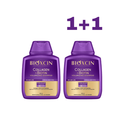 1+1 BIOXCIN COLLAGEN & BIOTIN apimties suteikiantis plaukų šampūnas, 300 ml - Plaukui.lt