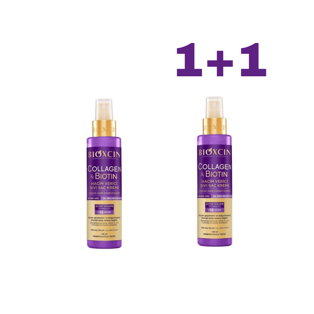 1+1 BIOXCIN COLLAGEN & BIOTIN apimties suteikiantis purškiamas plaukų kondicionierius, 150 ml - Plaukui.lt