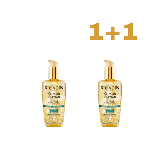 1+1 BIOXCIN KERATIN & ARGAN atstatomasis plaukų aliejus, 150 ml - Plaukui.lt