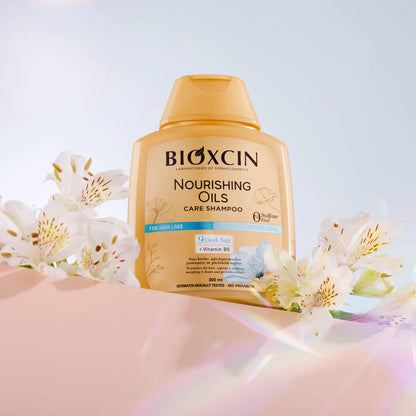1+1 BIOXCIN maitinantis šampūnas nuo plaukų slinkimo su gėlių aliejais, 300 ml - Plaukui.lt