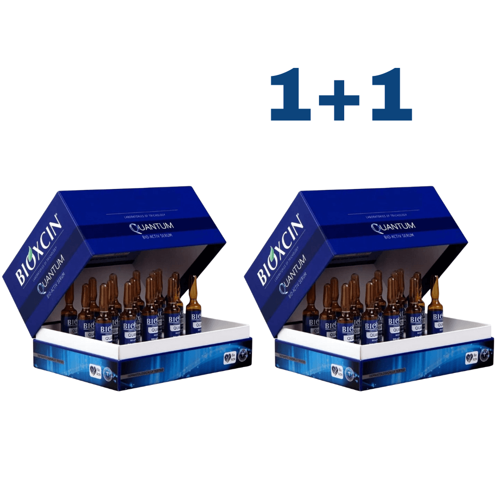 1+1 BIOXCIN QUANTUM plaukus storinantis serumas su aktyviais peptidais, 6 ml x 15 vnt. - Plaukui.lt