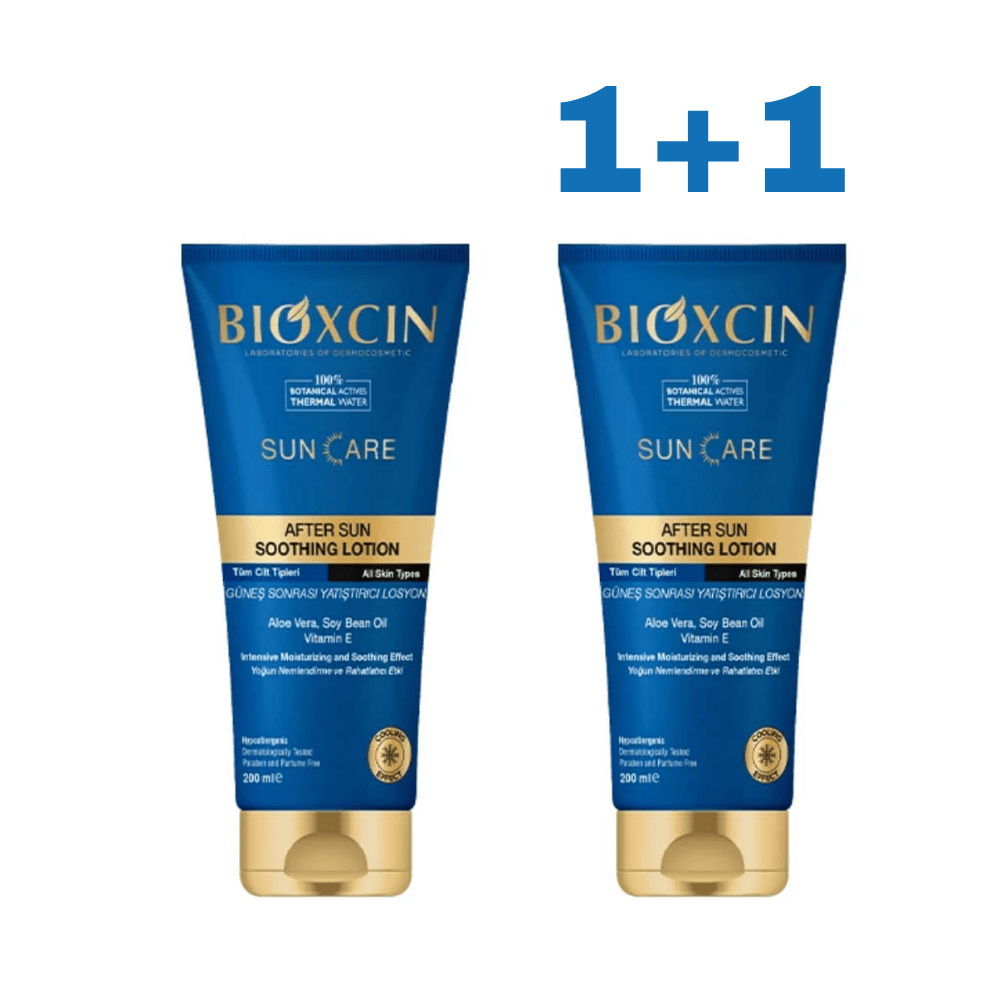 1+1 BIOXCIN SUNCARE raminantis losjonas po deginimosi su alijošiumi ir vitaminu E, 200 ml - Plaukui.lt