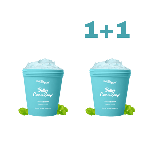 1+1 Earth Rhythm mėtų kvapo kreminis - sviestinis kūno muilas, 160 g - Plaukui.lt