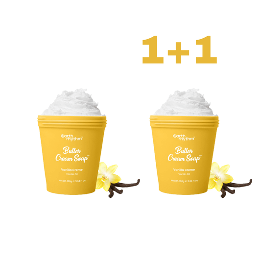 1+1 Earth Rhythm vanilės kvapo kreminis - sviestinis kūno muilas, 160 g - Plaukui.lt
