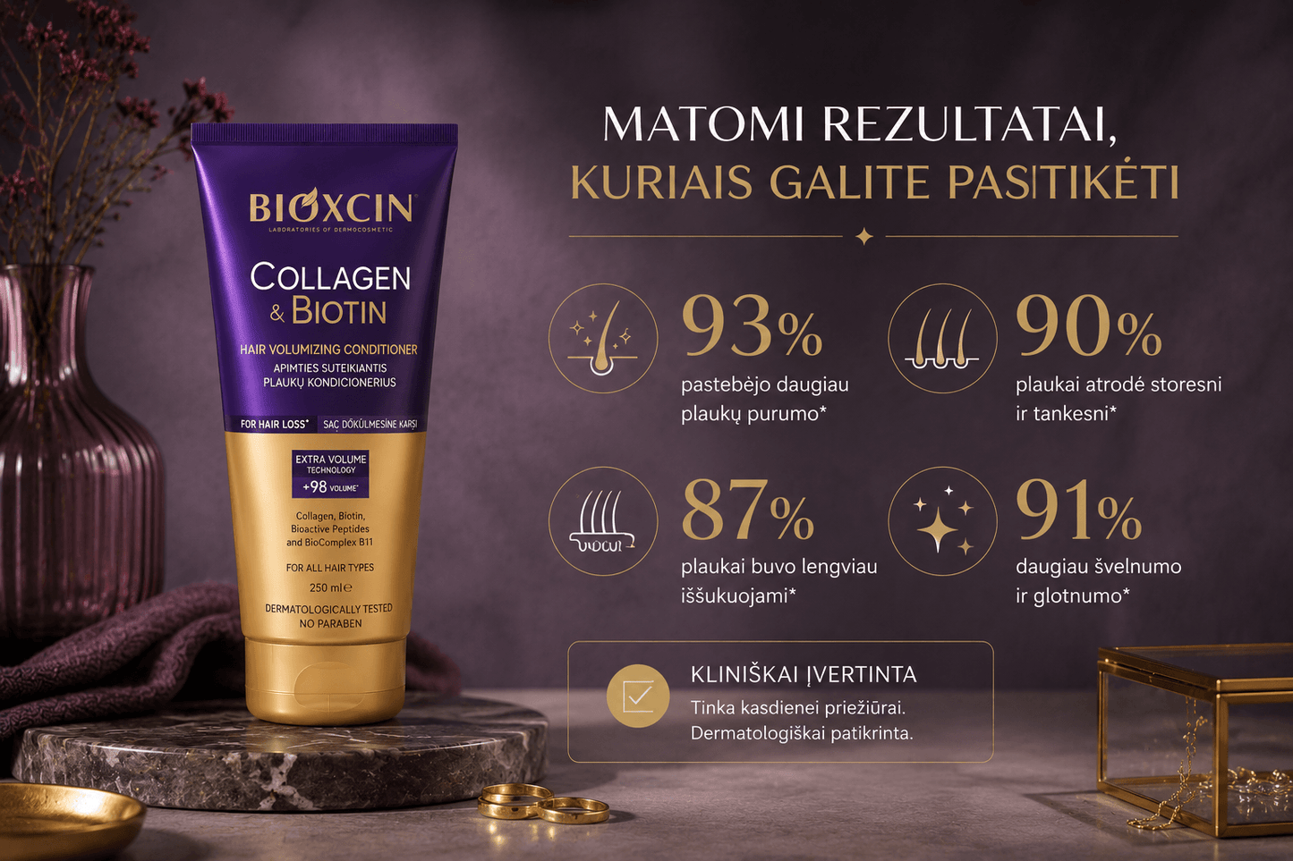 BIOXCIN COLLAGEN & BIOTIN apimties suteikiantis plaukų kondicionierius, 250 ml - Plaukui.lt