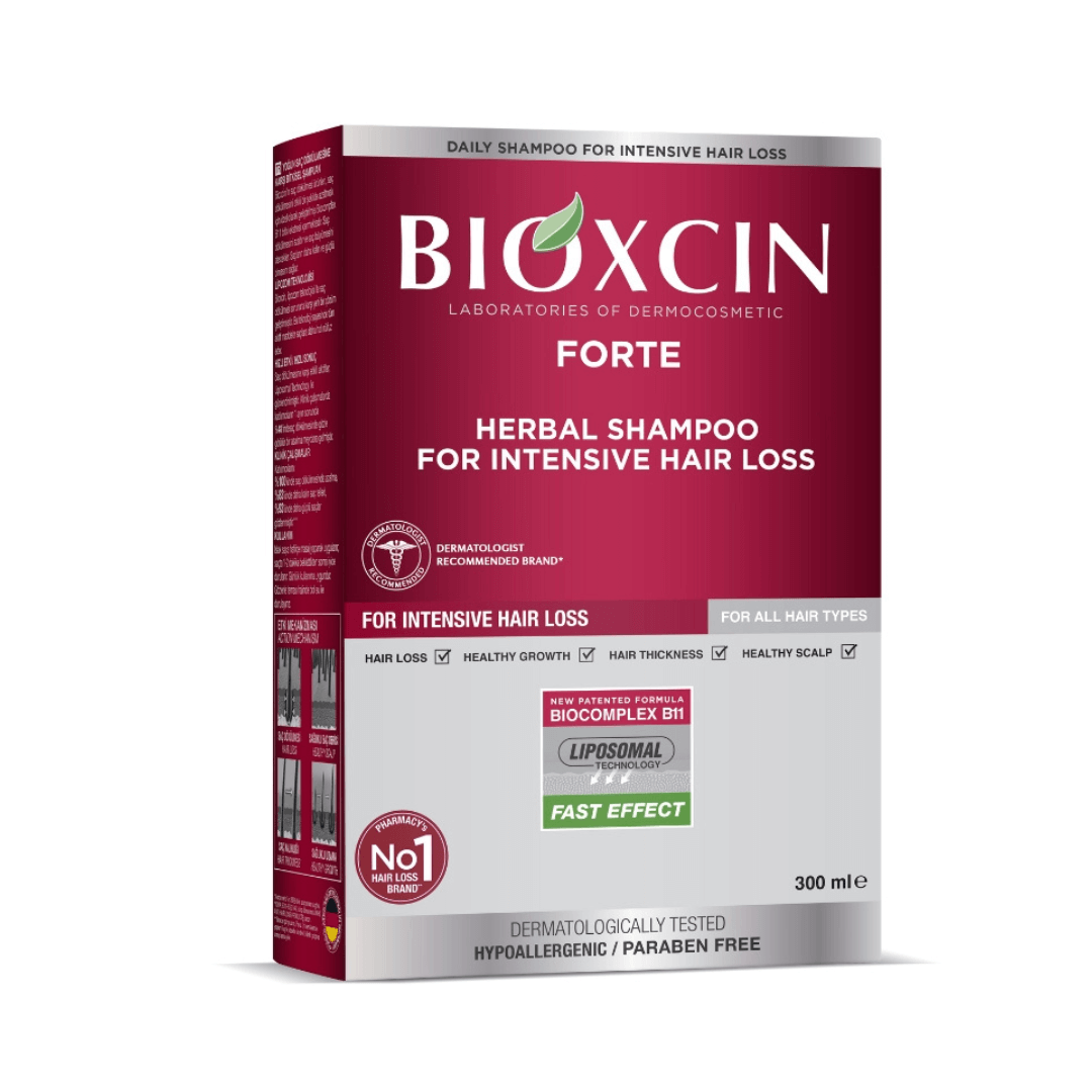 BIOXCIN FORTE šampūnas nuo intensyvaus plaukų slinkimo, 300 ml - Plaukui.lt