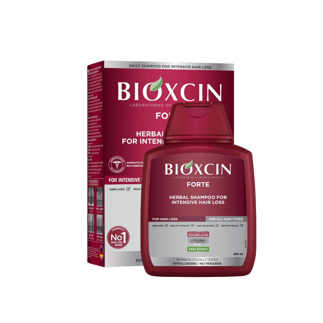 BIOXCIN FORTE šampūnas nuo intensyvaus plaukų slinkimo, 300 ml - Plaukui.lt