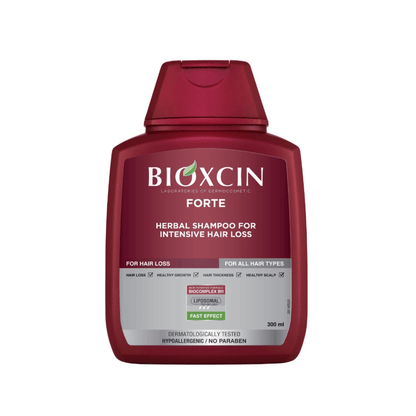 BIOXCIN FORTE šampūnas nuo intensyvaus plaukų slinkimo, 300 ml - Plaukui.lt