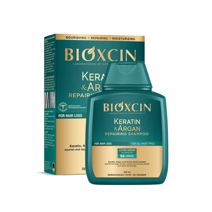 BIOXCIN KERATIN & ARGAN atstatomasis plaukų šampūnas, 300 ml - Plaukui.lt