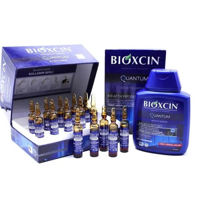BIOXCIN QUANTUM plaukų tankinimo ir slinkimo stabdymo rinkinys su peptidais - Plaukui.lt