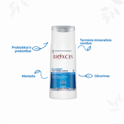 BIOXCIN rinkinys pleiskanojančiai galvos odai: AQUA Thermal šampūnai: 300 ml + DS 200 ml + COLLAGEN & BIOTIN puršk. kondic. 200 ml - Plaukui.lt