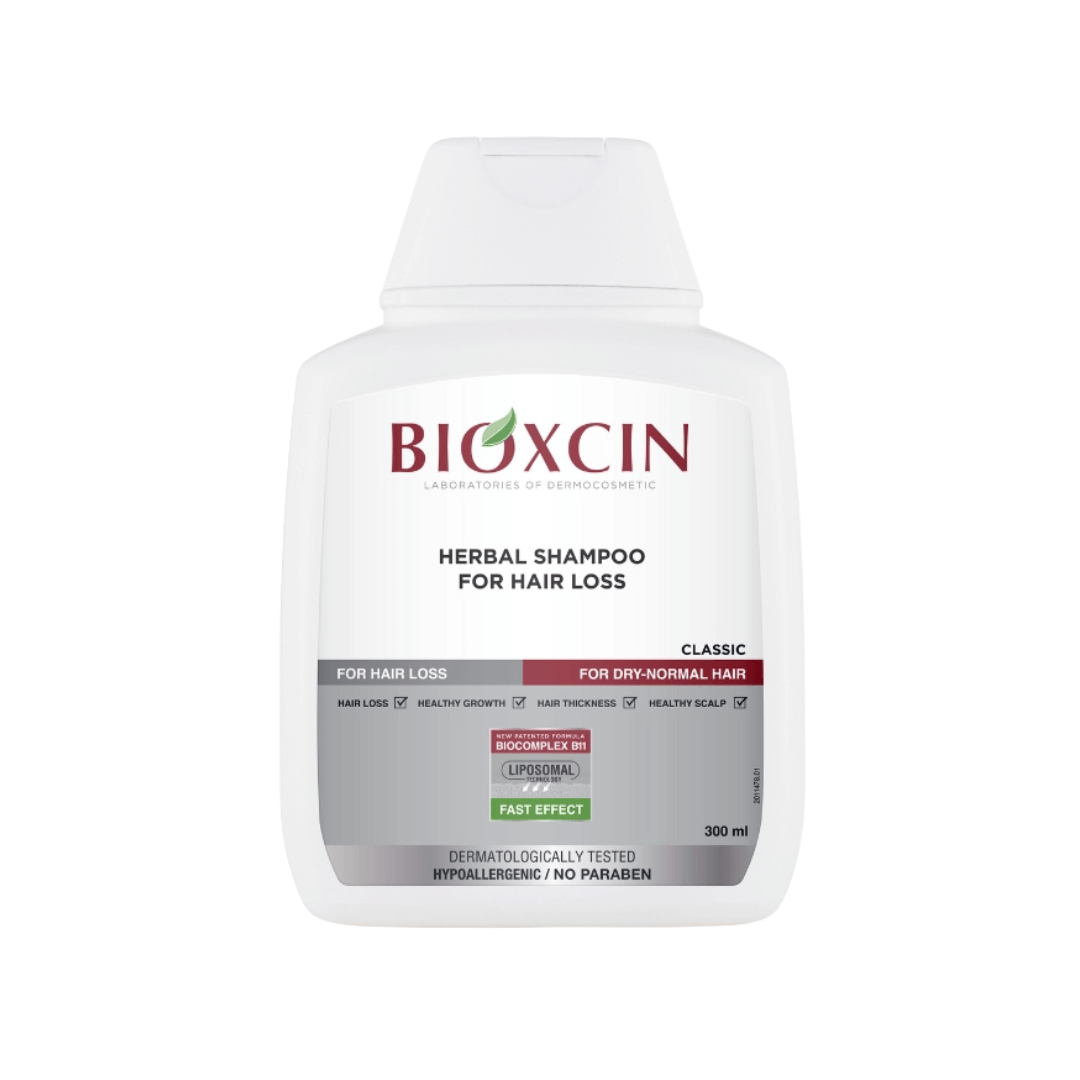 BIOXCIN šampūnas nuo plaukų slinkimo normaliems, sausiems plaukams, 300 ml - Plaukui.lt