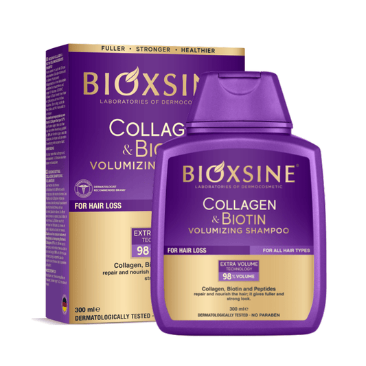 BIOXSINE apimties suteikiantis plaukų šampūnas su kolagenu ir biotinu, 300 ml - Plaukui.lt