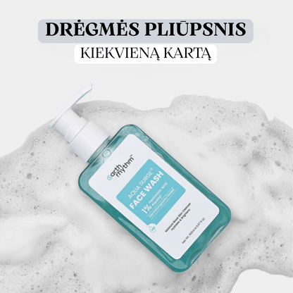 Earth Rhythm drėkinamasis veido prausiklis su hialurono rūgštim, AQUA SURGE 150 ml - Plaukui.lt