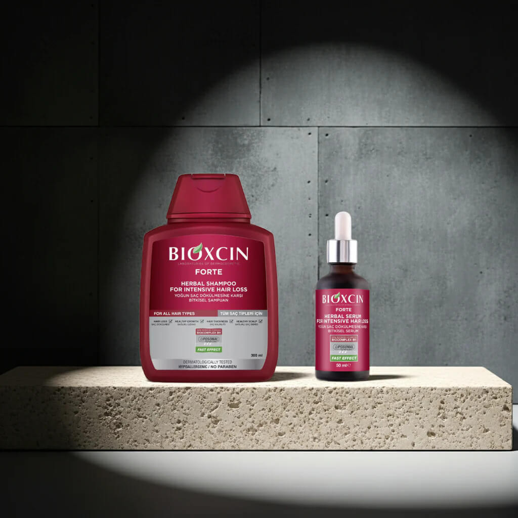 Rinkinys BIOXCIN FORTE nuo intensyvaus plaukų slinkimo: serumas 50 ml x 3 vnt. + šampūnas, 300 ml - Plaukui.lt