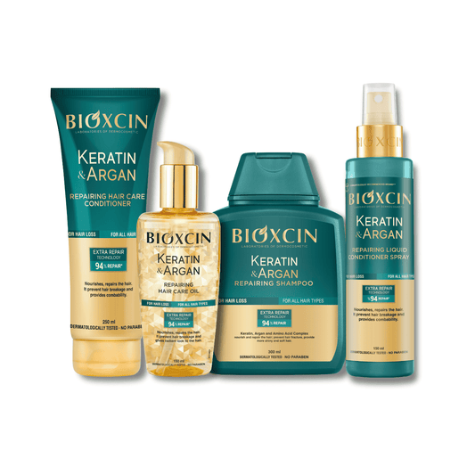 Rinkinys BIOXCIN Keratin & Argan plaukų atstatymui ir stiprinimui - Plaukui.lt