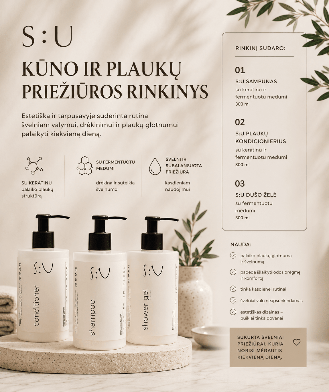 S:U kūno ir plaukų priežiūros rinkinys - Plaukui.lt