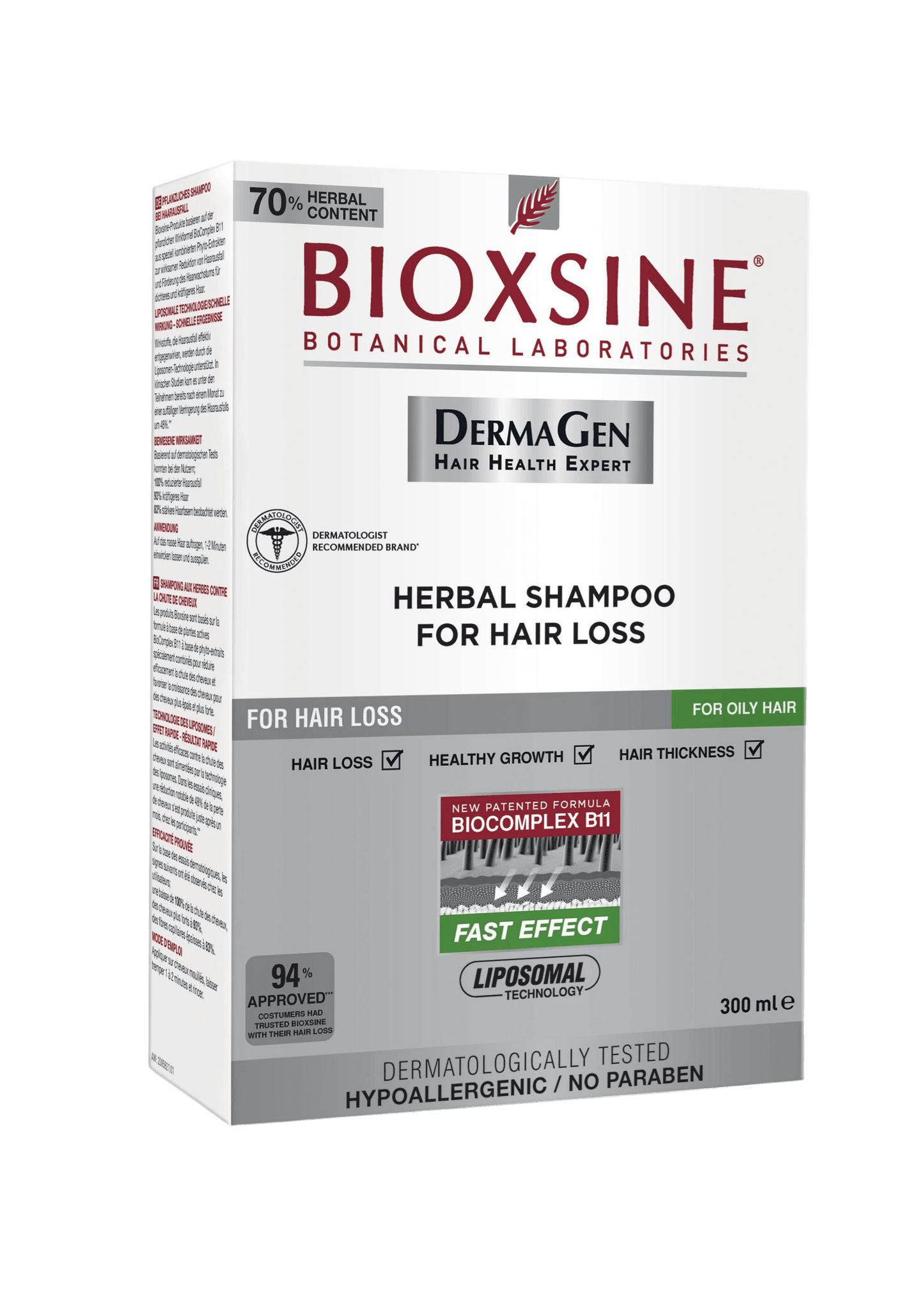 Šampūnas nuo plaukų slinkimo riebiems plaukams 300 ml Bioxsine